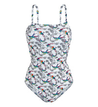 Load image into Gallery viewer, Women Crossed Back Straps One-piece Swimsuit Rainbow Birds
