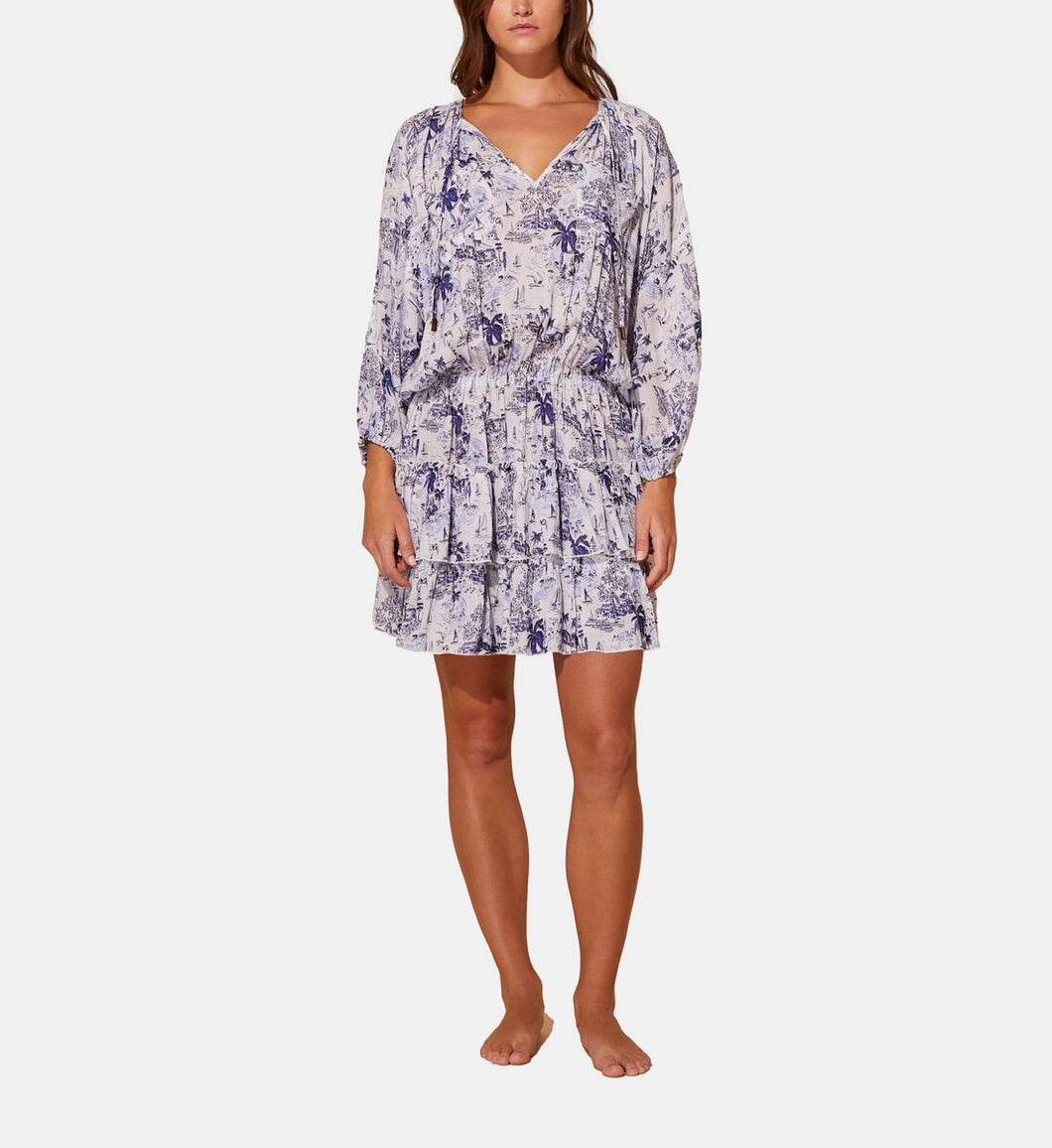 Viscose Ruffles Dress Riviera