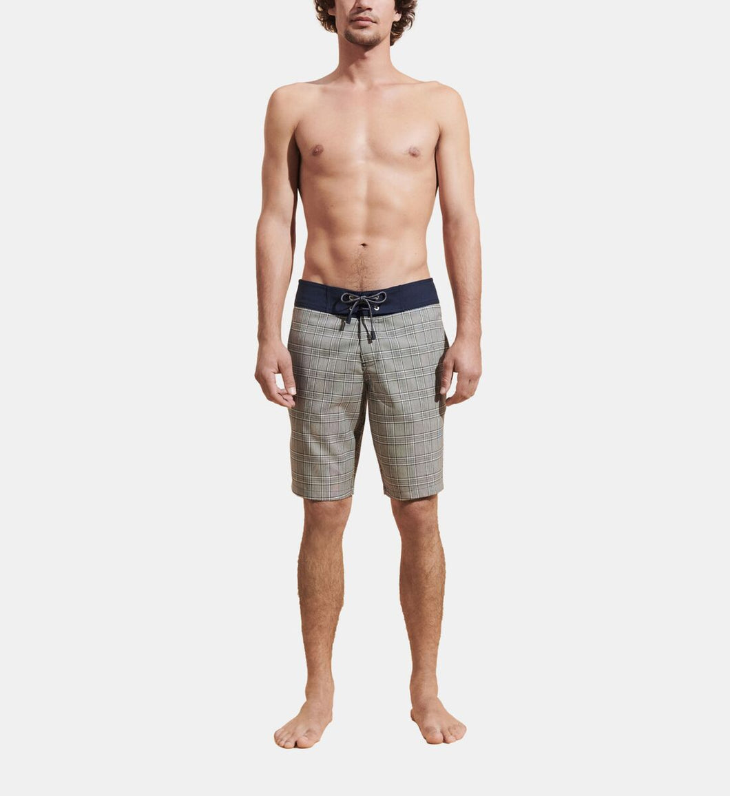 Merino Wool Long Swim Shorts Prince de Galles