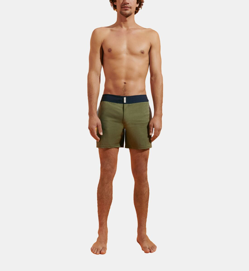 Stretch Swim Shorts Flat Belt Color Block