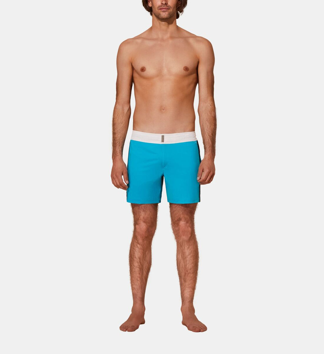 Stretch Swim Shorts Flat Belt Color Block