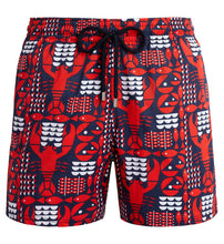 Load image into Gallery viewer, Stretch Flat Belt Swim Shorts Graphic Lobsters
