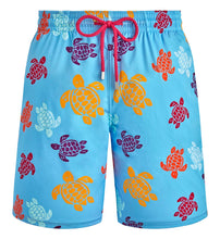 Load image into Gallery viewer, Men Long Stretch Swim Trunks Tortues Multicolores
