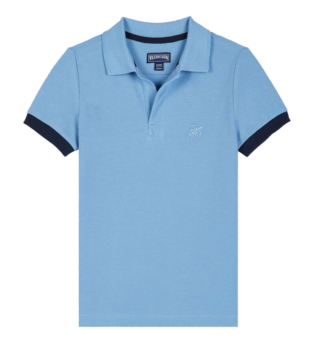 Cotton pique polo shirt solid