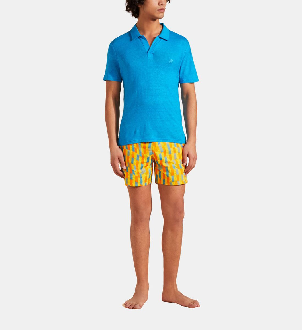 Linen Jersey Polo Shirt Solid
