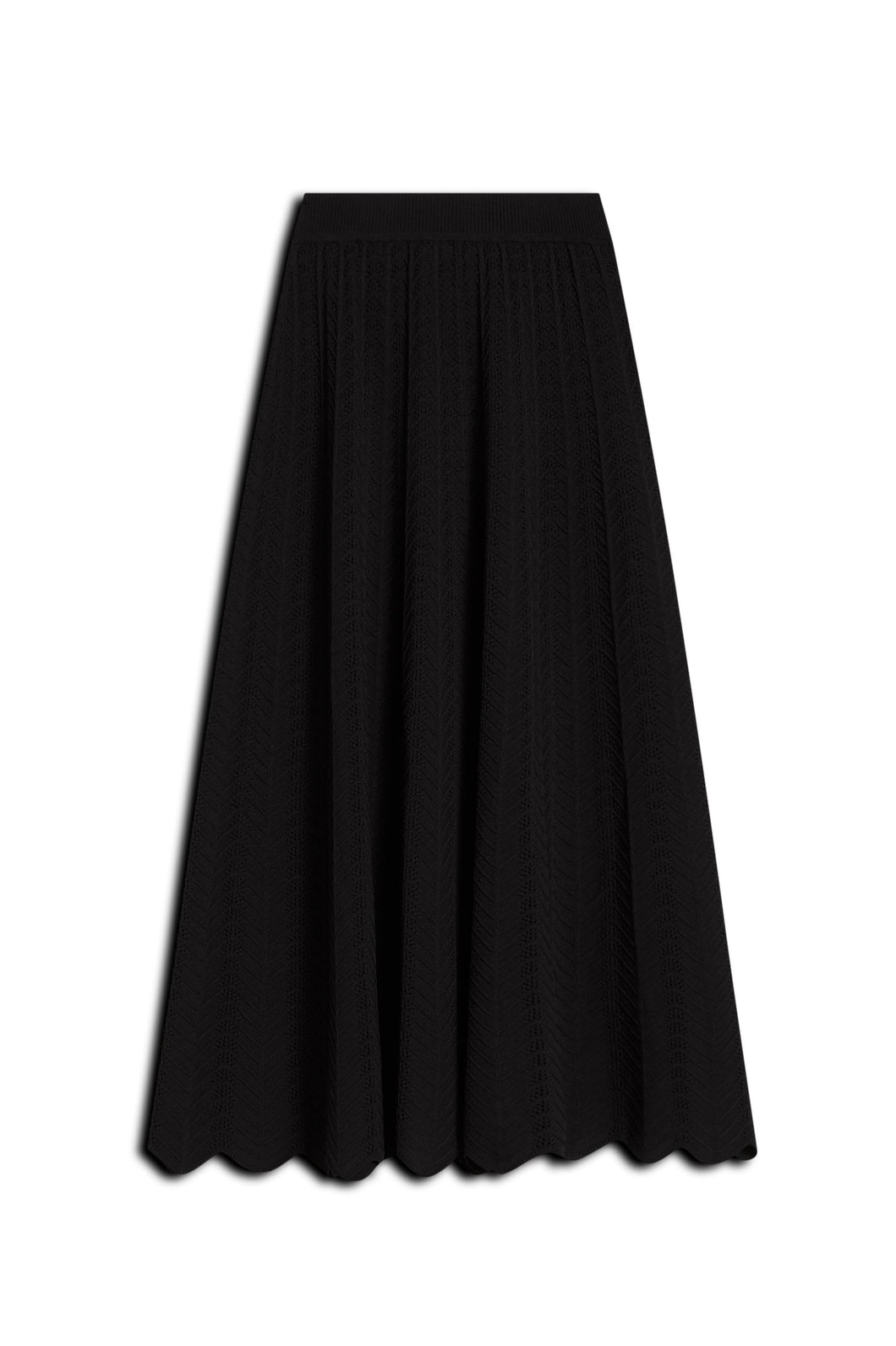 Pleat lace skirt - black