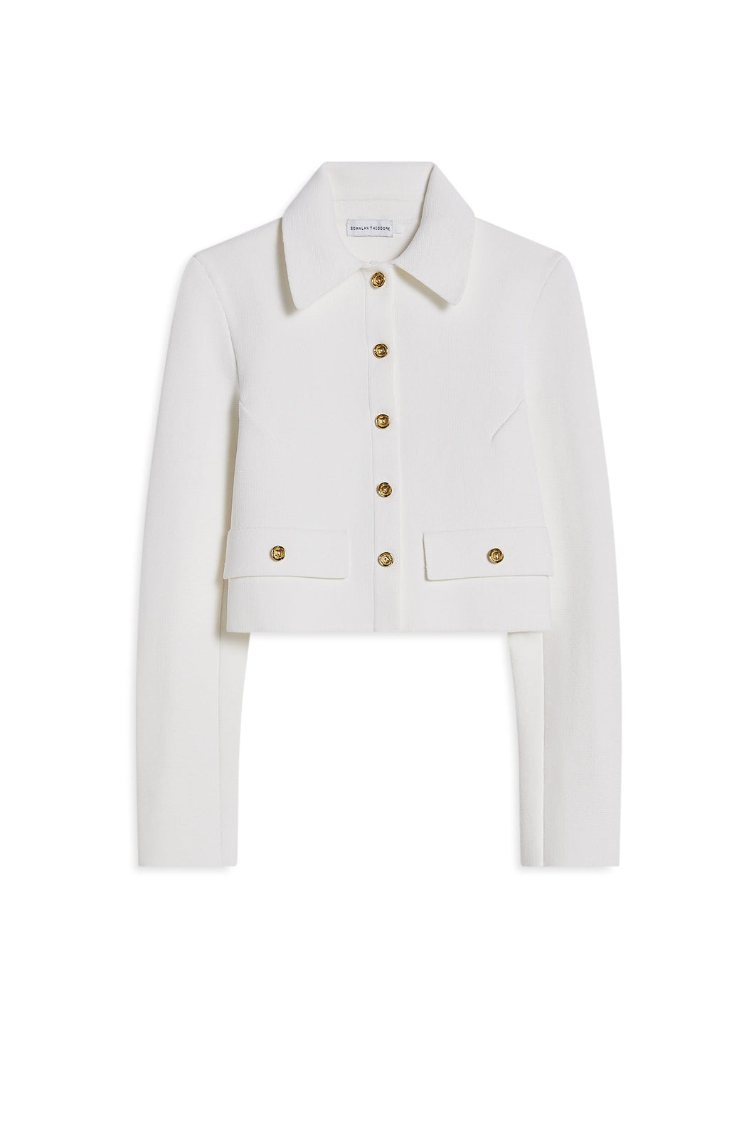 Crepe knit button jacket - cream