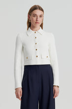 Load image into Gallery viewer, Crepe knit button jacket - cream
