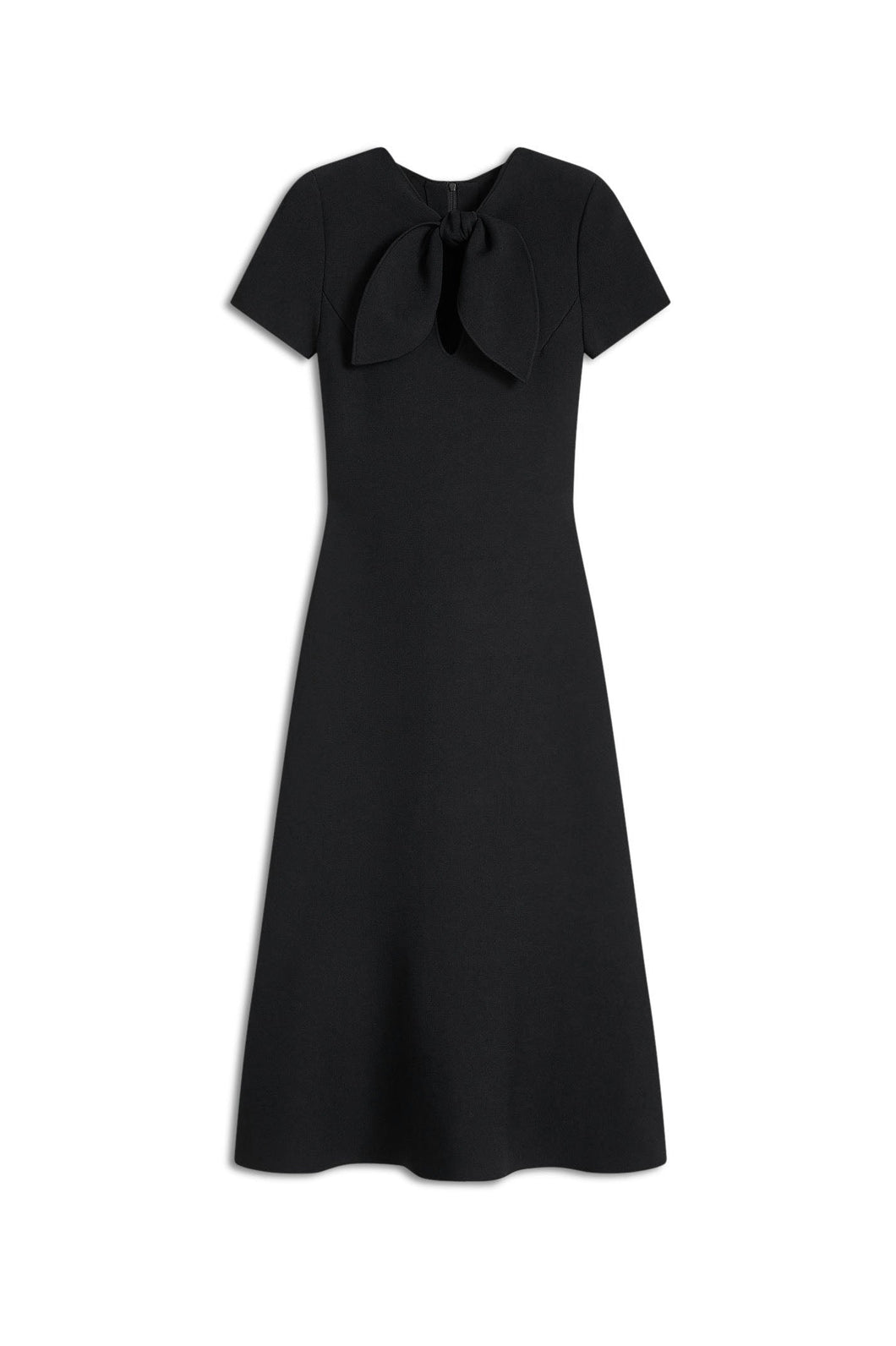 CREPE KNIT CRAVAT DRESS - BLACK
