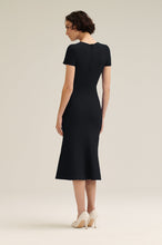 Load image into Gallery viewer, CREPE KNIT CRAVAT DRESS - BLACK
