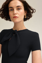 Load image into Gallery viewer, CREPE KNIT CRAVAT DRESS - BLACK
