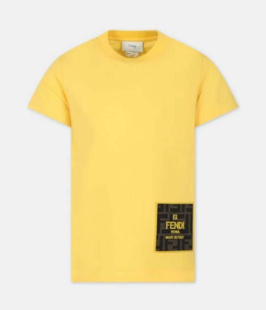 Fendi SS tee with square FF detailed patch with txt logo