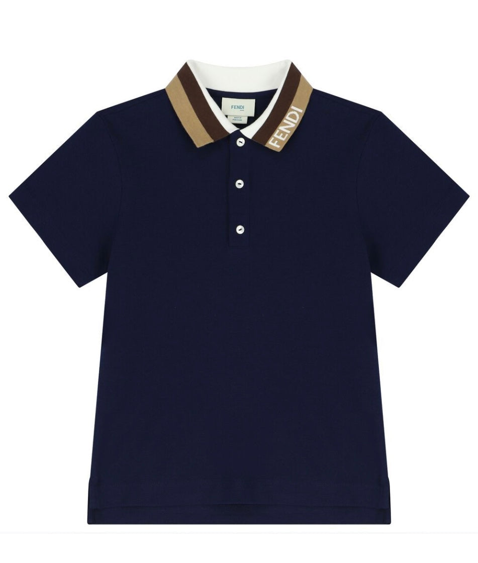 Fendi boy SS polo tee with detailed collar