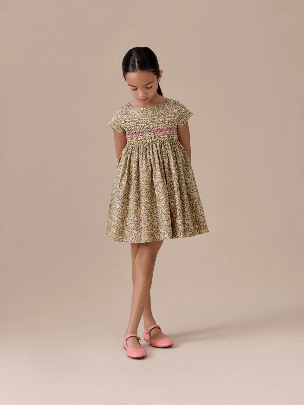Bonpoint - Duchesse Dress Smocked and Hand-Embroidered in Liberty Organic Cotton Fabric - Pink