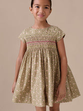 Load image into Gallery viewer, Duchesse dress smocked and hand-embroidered in Liberty organic cotton fabric

