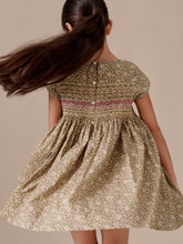 Load image into Gallery viewer, Duchesse dress smocked and hand-embroidered in Liberty organic cotton fabric
