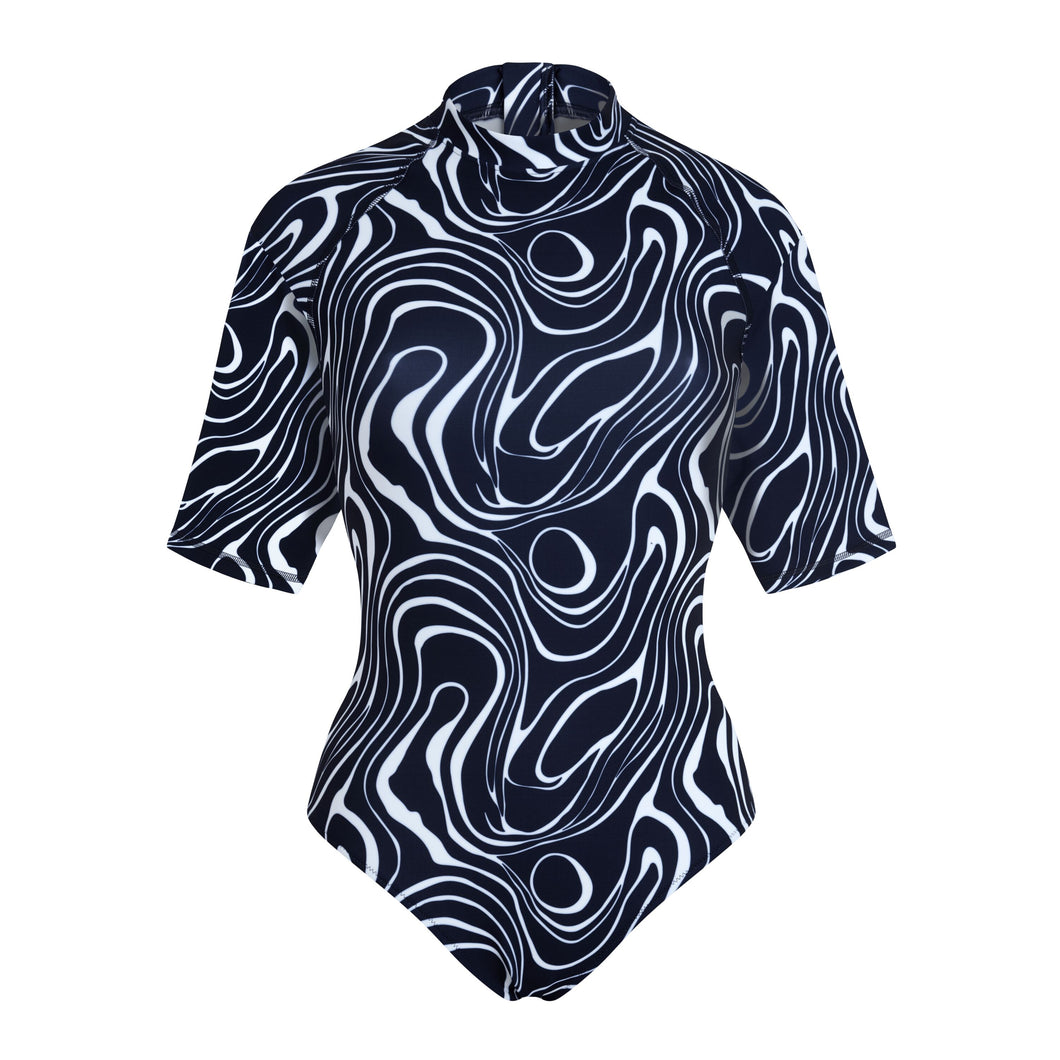Short Sleeves UV Protection One-piece Rashguard Waves