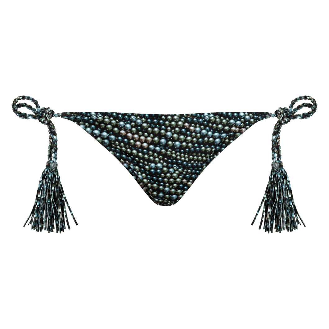 Tassel Side-tie Bikini Brief Bottom Pearl