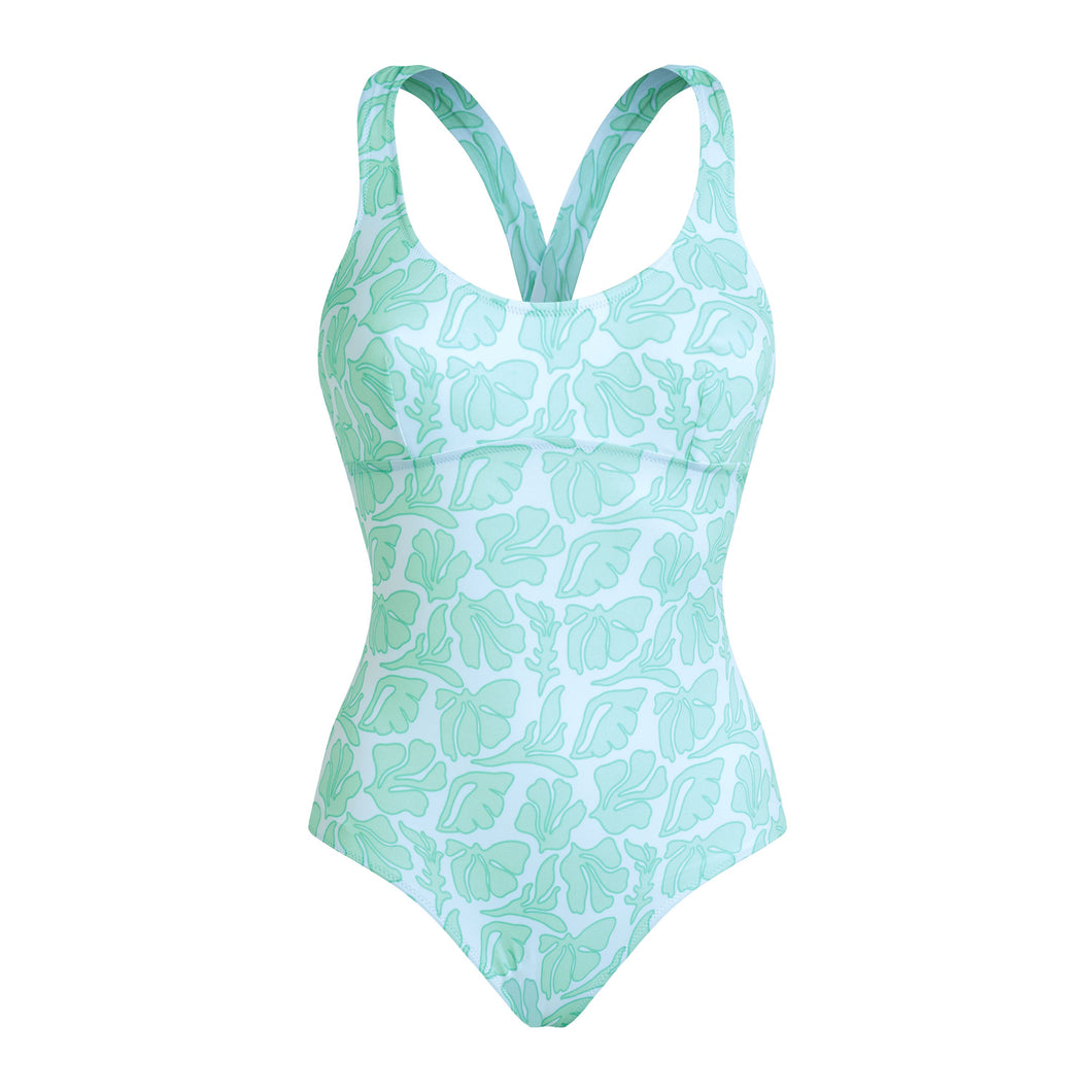 Crossed Back Straps One-piece swimsuit Seashells