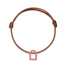 Load image into Gallery viewer, L'Arc Voyage Charm MM, 18k Rose Gold with Galerie Pink Sapphires on Silk Cord - DAVIDOR
