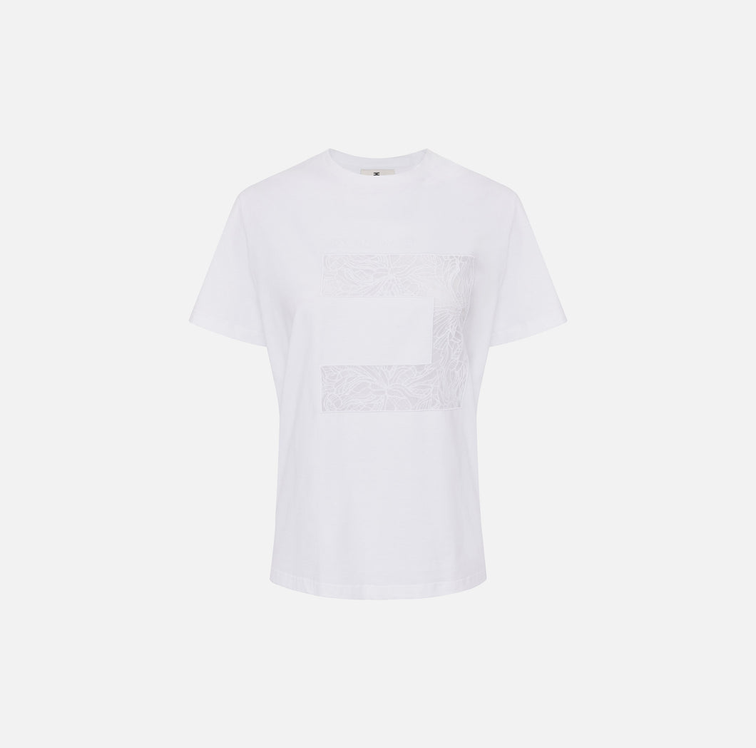 Jersey T-shirt with macro logo in voile