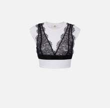 Load image into Gallery viewer, Jersey T-shirt with lace bralette
