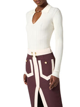 Load image into Gallery viewer, Top in ribbed knit fabric with openwork details
