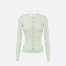 Load image into Gallery viewer, Cotton cardigan with transparency details and golden buttons
