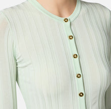 Load image into Gallery viewer, Cotton cardigan with transparency details and golden buttons
