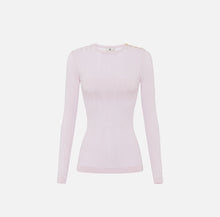 Load image into Gallery viewer, Cotton top with transparency details and golden buttons
