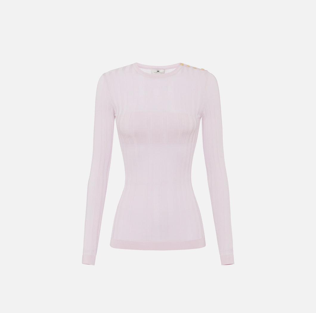 Cotton top with transparency details and golden buttons