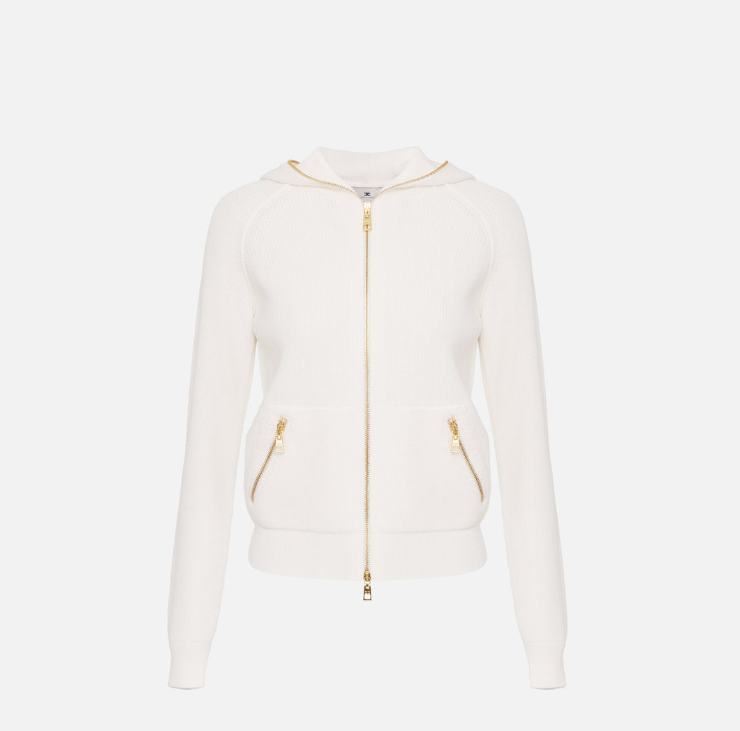 Viscose cardigan with hood