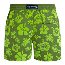 Load image into Gallery viewer, Swim Shorts Flocked Tropical Turtles
