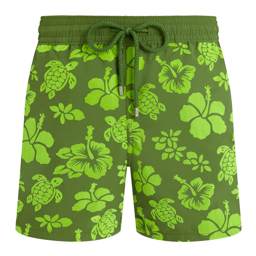 Swim Shorts Flocked Tropical Turtles