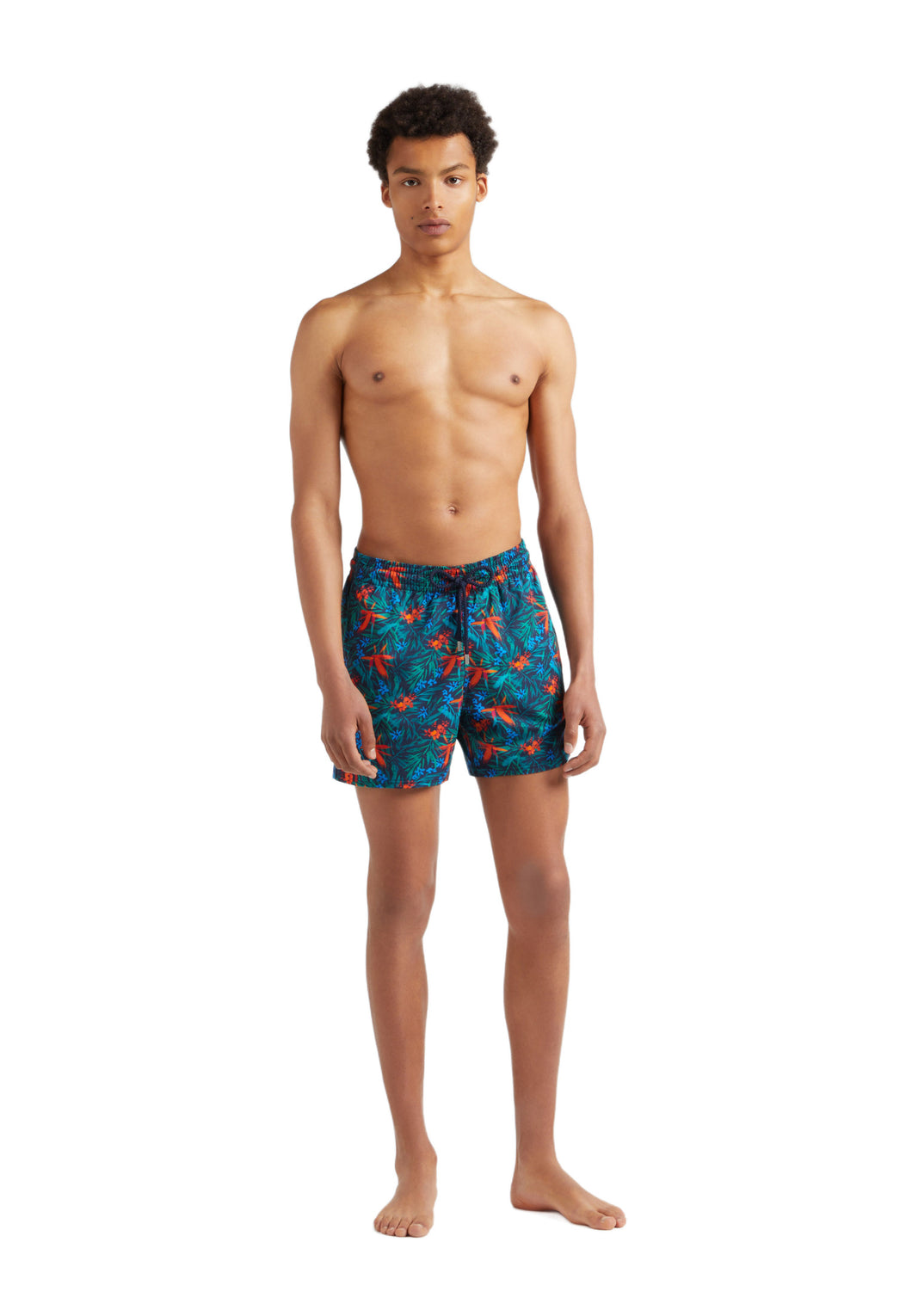 Stretch Short Swim Trunks Tropical Flowers