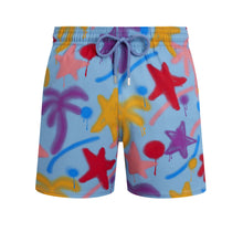 Load image into Gallery viewer, Stretch Short Swim Shorts Spray Paint - VBQ x Palm Angels
