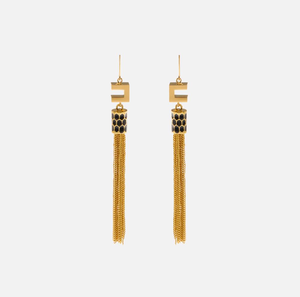 Earrings with snake detail and tassels