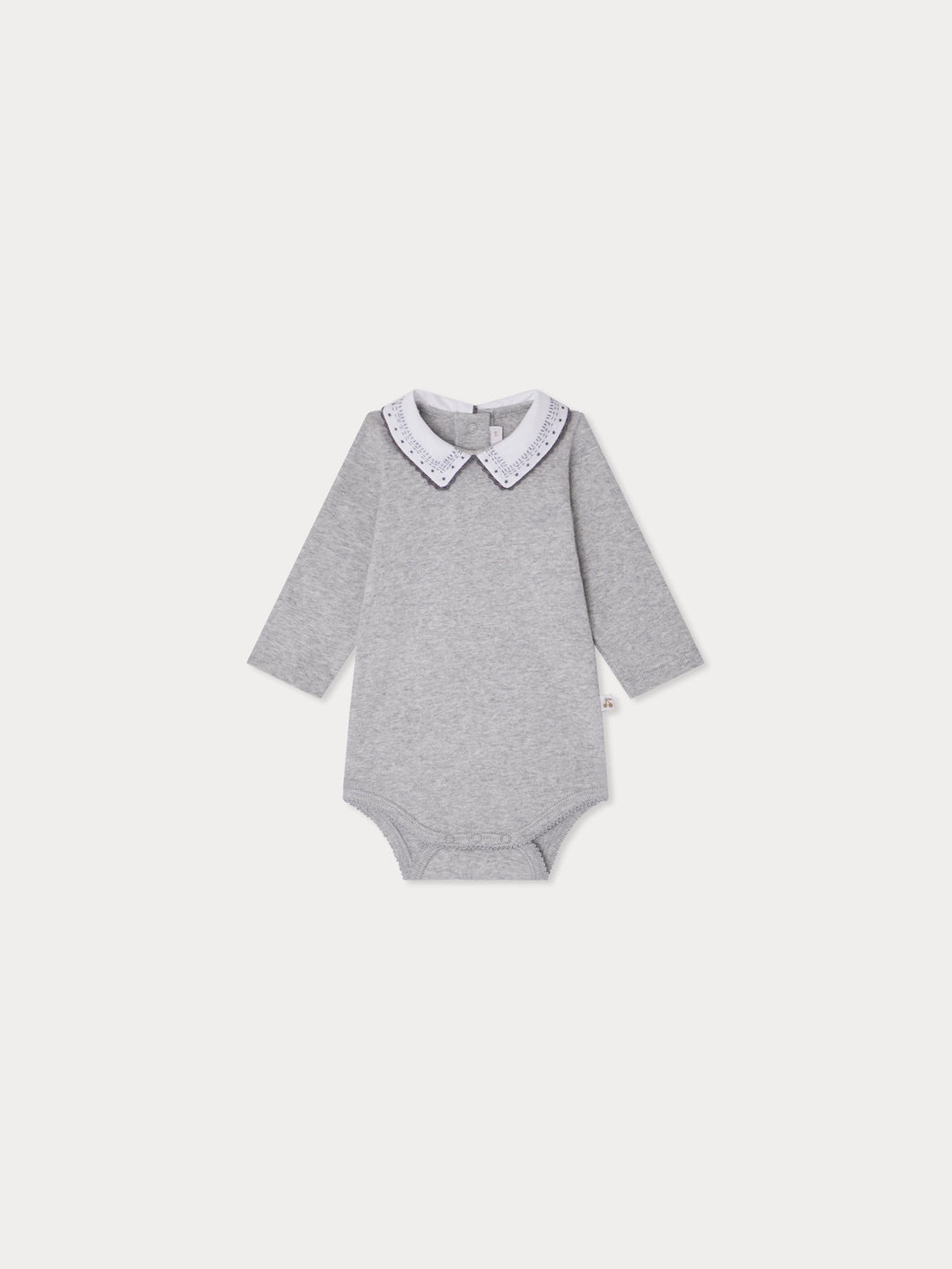 September bodysuit with dotted embroidered collar in organic cotton