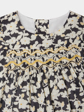 Load image into Gallery viewer, Jailys smocked and embroidered dress in Liberty fabric in organic cotton
