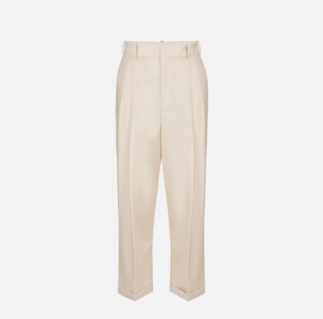 Turned-up trousers in cool wool with darts