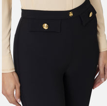 Load image into Gallery viewer, Straight trousers in stretch crêpe fabric with logo rivet
