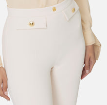 Load image into Gallery viewer, Straight trousers in stretch crêpe fabric with logo rivet
