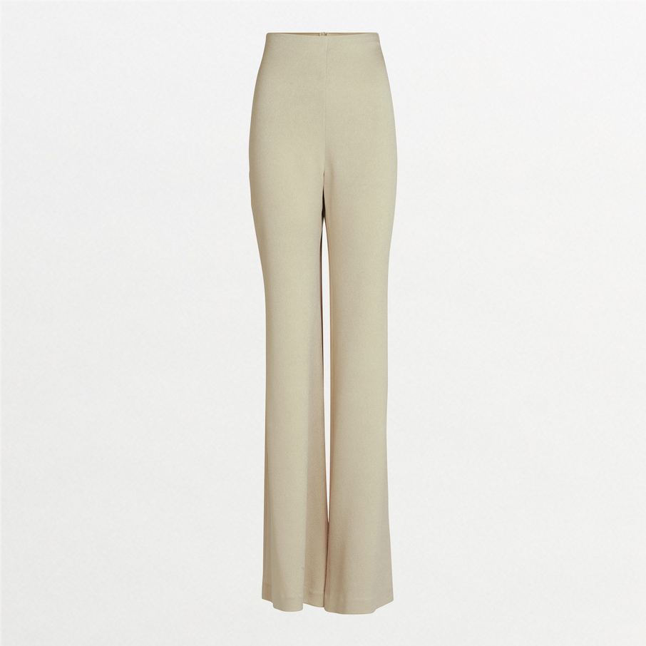The Palermo Pant: high-waisted, straight-leg women's trousers in beige, made from luxurious Italian fabric and shown on a plain white background.