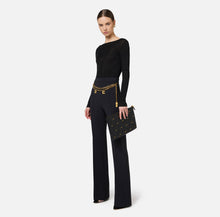 Load image into Gallery viewer, Palazzo trousers in stretch crêpe fabric with belt
