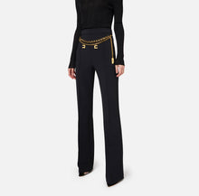 Load image into Gallery viewer, Palazzo trousers in stretch crêpe fabric with belt
