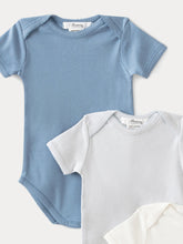 Load image into Gallery viewer, Set of Three Organic Cotton Baby Onesies sky blue
