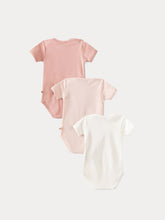 Load image into Gallery viewer, Set of Three Baby Organic Cotton Onesies pale pink
