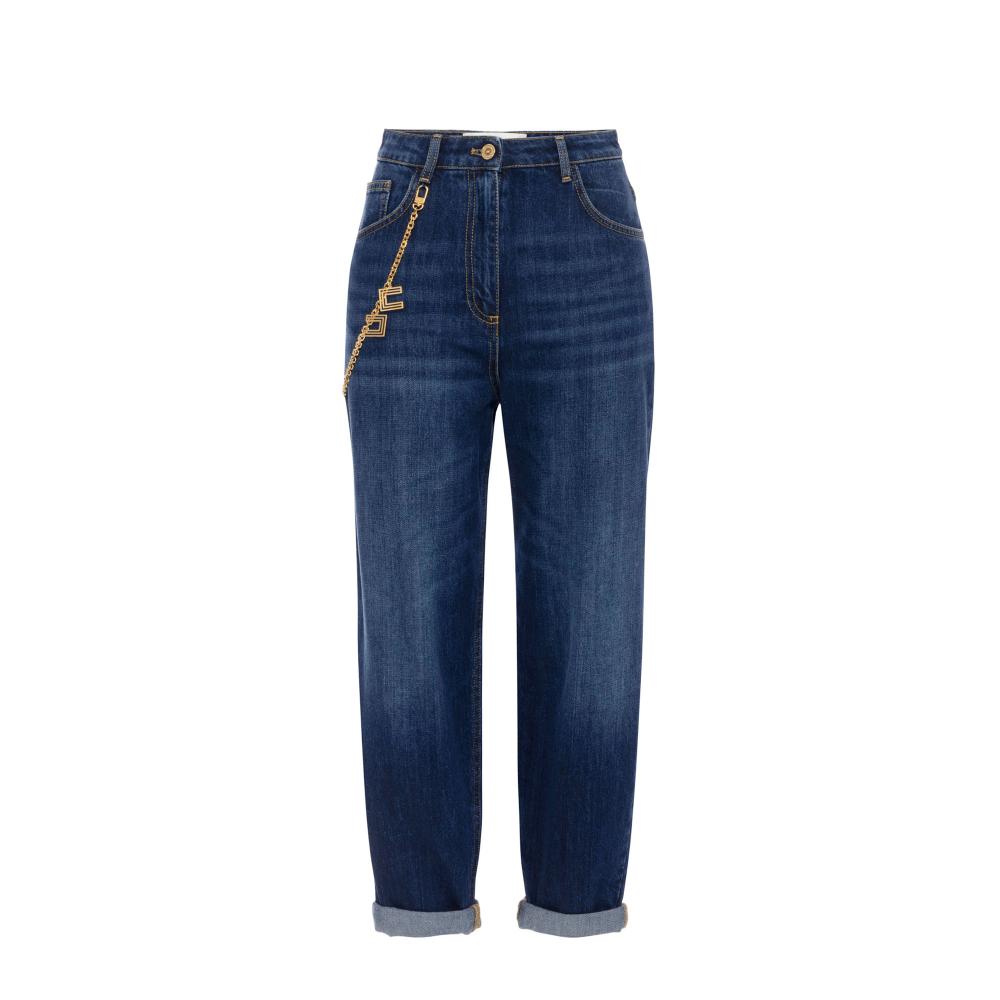 Jeans with jewel chain