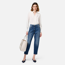 Load image into Gallery viewer, Stretch cotton boyfriend jeans with turn-ups
