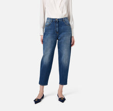 Load image into Gallery viewer, Stretch cotton boyfriend jeans with turn-ups
